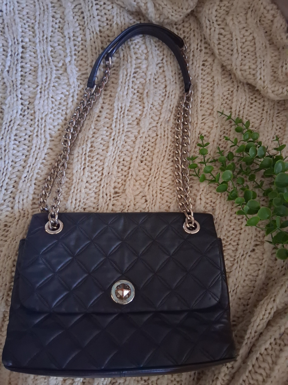 Kate Spade Quilted Black Chain-Handle Shoulder Bag